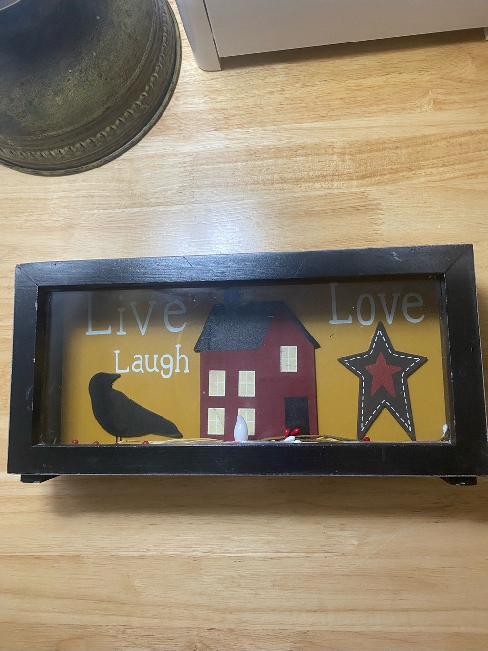 Live Laugh Love Shadow Box Wall Art - Yellow, Red, Black